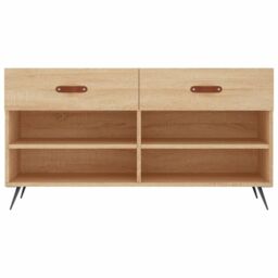 Berkfield Home Shoe Bench Sonoma Oak 102x35x55 cm Engineered Wood in Brown - Size: 102 x 35 x 55 cm - thumbnail 6