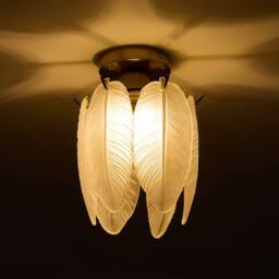 Living and Home Feather Glass Semi-Flush Mount Ceiling Light in Gold - thumbnail 5
