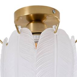 Living and Home Feather Glass Semi-Flush Mount Ceiling Light in Gold - thumbnail 4