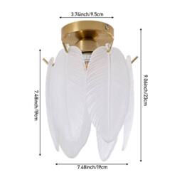 Living and Home Feather Glass Semi-Flush Mount Ceiling Light in Gold - thumbnail 3