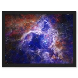 Artery8 NASA James Webb Telescope The Enduring Stellar Lifecycle in 30 Doradus Artwork Framed Wall Art Print A4 in Black - thumbnail 1