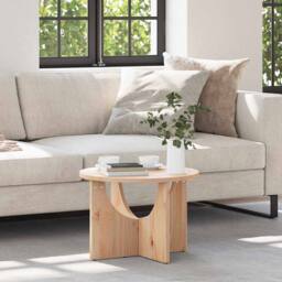 Berkfield Home Coffee Table Natural 50 x 50 x 35 cm Solid pine wood in Light Tan - thumbnail 2