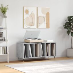 Berkfield Home Record Cabinet Concrete Grey 100x38x48 cm Engineered Wood - Size: 100 x 38 x 48 cm - thumbnail 1