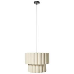 Wyld and Coco Pendant Lamp - Beige Double-Layer Linen-Effect Shade Matte Black Base - thumbnail 4