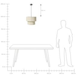 Wyld and Coco Pendant Lamp - Beige Double-Layer Linen-Effect Shade Matte Black Base - thumbnail 9