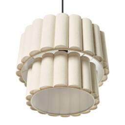 Wyld and Coco Pendant Lamp - Beige Double-Layer Linen-Effect Shade Matte Black Base - thumbnail 5