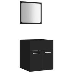 Berkfield Home Durable 2 Piece Bathroom Furniture Set Black Engineered Wood - thumbnail 3