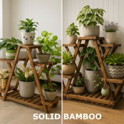 Rafaelo Mobilia 6 Tier Bamboo Wooden Plant Stand Shelves With Lockable Wheels in Brown - thumbnail 6