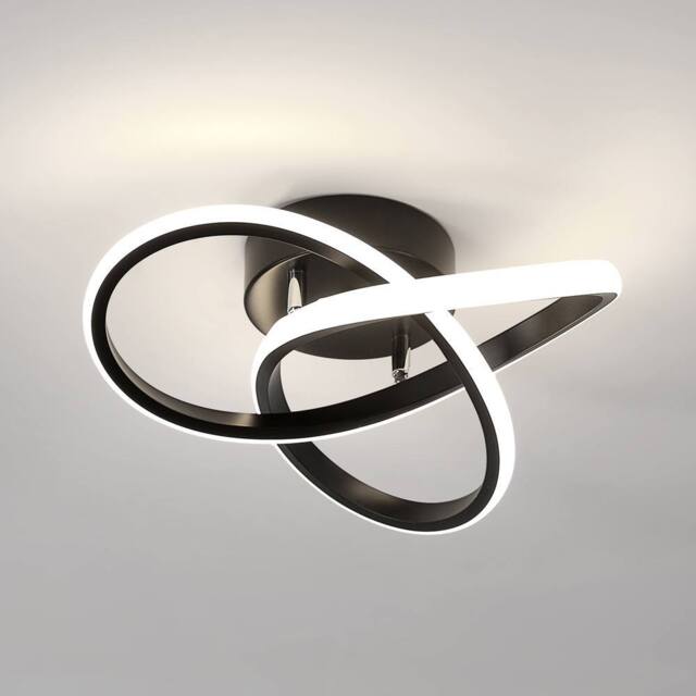 Pheashine LED Ceiling Light, 30W 6500K Cool White, 52cm Modern Flush Mount in Black - image 1