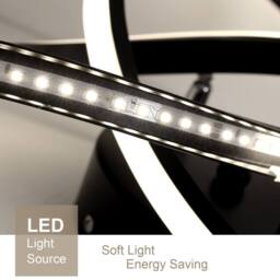 Pheashine LED Ceiling Light, 30W 6500K Cool White, 52cm Modern Flush Mount in Black - thumbnail 3