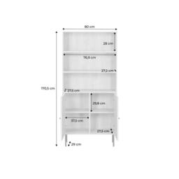 sweeek 2-door Bookcase With Wooden Decor & Metal in Light Brown - thumbnail 5