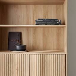 sweeek 2-door Bookcase With Wooden Decor & Metal in Light Brown - thumbnail 4