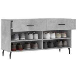 Berkfield Home Shoe Bench Concrete Grey 102x35x55 cm Engineered Wood - Size: 102 x 35 x 55 cm - thumbnail 4
