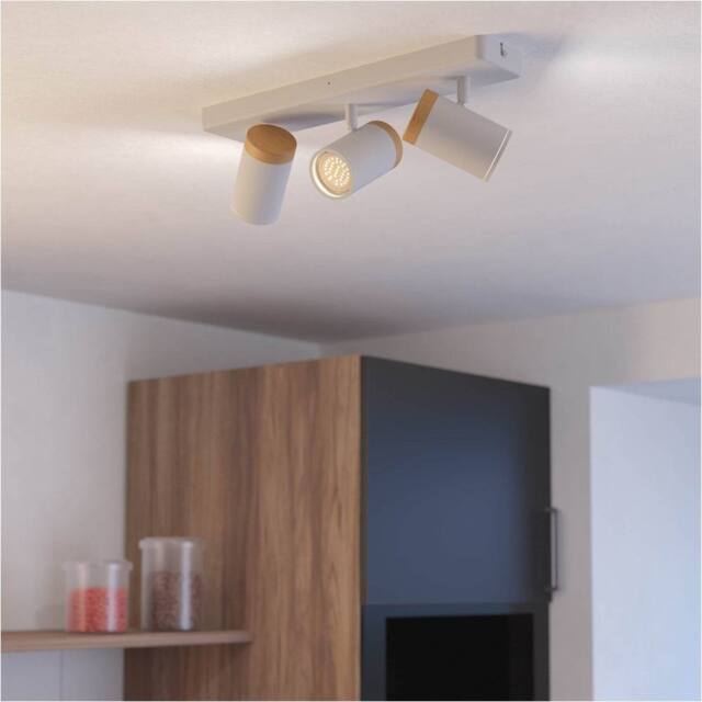 Loops Triple Ceiling Spotlight in White & Brown - LED Bathroom Lighting - image 1