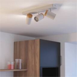 Loops Triple Ceiling Spotlight in White & Brown - LED Bathroom Lighting - thumbnail 6