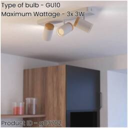 Loops Triple Ceiling Spotlight in White & Brown - LED Bathroom Lighting - thumbnail 2