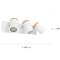Loops Triple Ceiling Spotlight in White & Brown - LED Bathroom Lighting - thumbnail 4