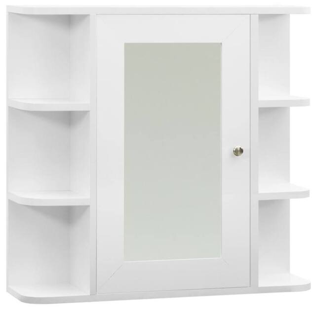 Berkfield Home Bathroom Mirror Cabinet White 66x17x63 cm MDF - Size: 66 x 17 x 63 cm - image 1