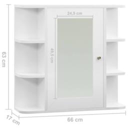 Berkfield Home Bathroom Mirror Cabinet White 66x17x63 cm MDF - Size: 66 x 17 x 63 cm - thumbnail 9