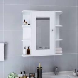Berkfield Home Bathroom Mirror Cabinet White 66x17x63 cm MDF - Size: 66 x 17 x 63 cm - thumbnail 2