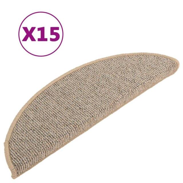 Berkfield Home Carpet Stair Treads 15 pcs Brown 56x17x3 cm in Light Tan - Size: Medium - image 1