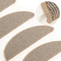 Berkfield Home Carpet Stair Treads 15 pcs Brown 56x17x3 cm in Light Tan - Size: Medium - thumbnail 2