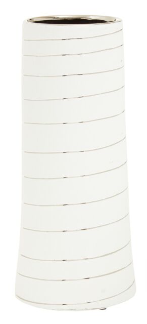 Orsina Haldis Small White Silver Stripe Ceramic Vase - image 1