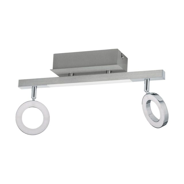 Loops Wall Spot Light Aluminium Chrome Shade Satined Plastic Bulb LED 2x3.2W 1x3.3W - image 1