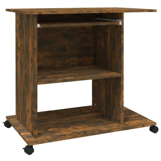 Berkfield Home Computer Desk Smoked Oak 80x50x75 cm Engineered Wood in Brown - Size: 80 x 50 x 75 cm - image 1