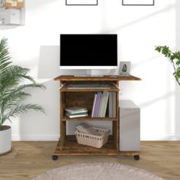 Berkfield Home Computer Desk Smoked Oak 80x50x75 cm Engineered Wood in Brown - Size: 80 x 50 x 75 cm - thumbnail 3