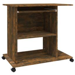 Berkfield Home Computer Desk Smoked Oak 80x50x75 cm Engineered Wood in Brown - Size: 80 x 50 x 75 cm