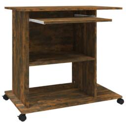 Berkfield Home Computer Desk Smoked Oak 80x50x75 cm Engineered Wood in Brown - Size: 80 x 50 x 75 cm - thumbnail 8