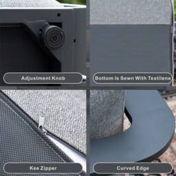 MIMO Outdoor 4-Seater Aluminum Sofa Set with Terrafab Fire Pit Table in Grey - Size: 4 Person - thumbnail 3