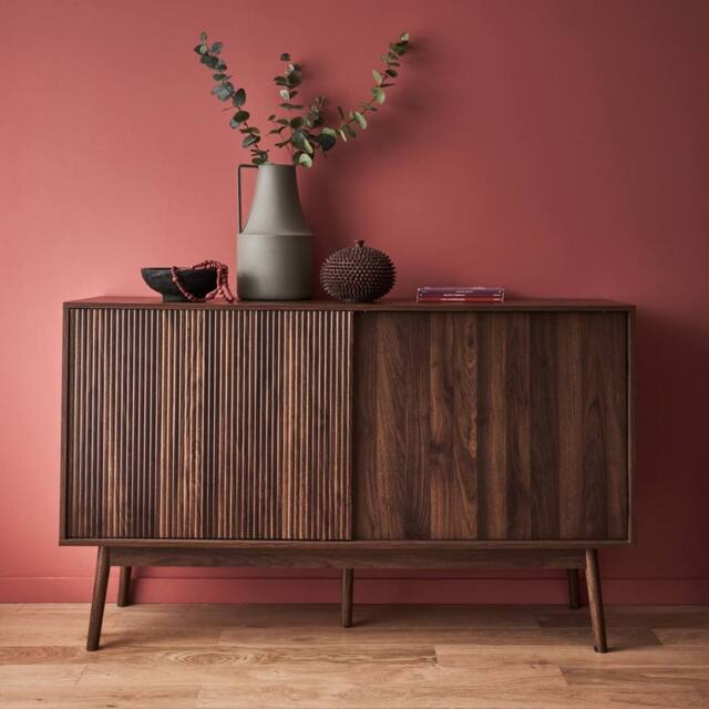 sweeek 2-door scandi-style buffet with wood effect in Dark Brown - image 1