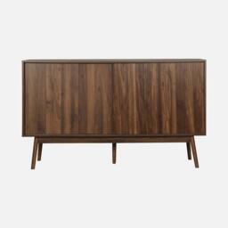 sweeek 2-door scandi-style buffet with wood effect in Dark Brown - thumbnail 2