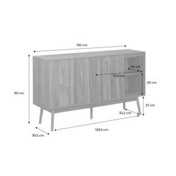 sweeek 2-door scandi-style buffet with wood effect in Dark Brown - thumbnail 5