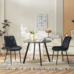 SONARA Modern Set of 2 Velvet Dining Chairs with Ergonomic Upholstered Seat in Black - thumbnail 5