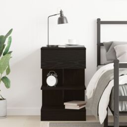 Berkfield Home Bedside Cabinet Black Oak 40x35x65 cm Engineered Wood - Size: 40 x 35 x 65 cm - thumbnail 4