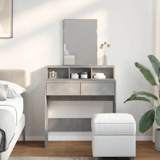 Berkfield Home Beautiful Dressing Table with Mirror Concrete Grey 80x41x144.5 cm - image 1