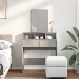 Berkfield Home Beautiful Dressing Table with Mirror Concrete Grey 80x41x144.5 cm