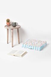 Homescapes Cotton Multi Coloured Stars Floor Cushion - Size: 50 cm x 50 cm - thumbnail 2