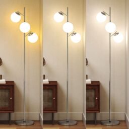 HOMCOM Modern Tree Floor Lamp with 3 Light, for Living Room Bedroom in Silver - thumbnail 4