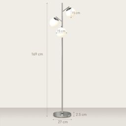 HOMCOM Modern Tree Floor Lamp with 3 Light, for Living Room Bedroom in Silver - thumbnail 3