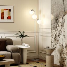 HOMCOM Modern Tree Floor Lamp with 3 Light, for Living Room Bedroom in Silver