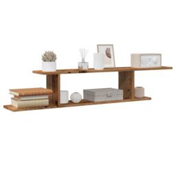 Berkfield Home Wall-Mounted TV Shelf Old Wood 125x18x23 cm Engineered Wood in Brown - Size: 125 x 18 x 23 cm - thumbnail 2