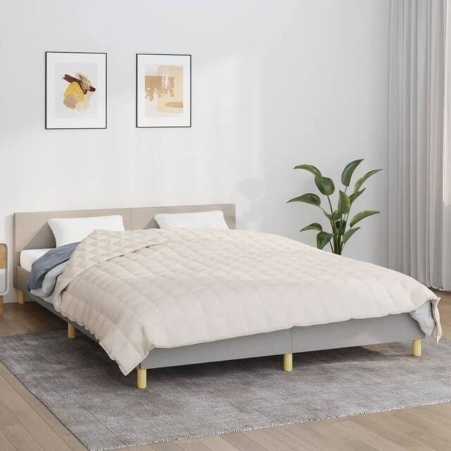 Berkfield Home Weighted Blanket Light Cream 220x235 cm King 11 kg Fabric - image 1