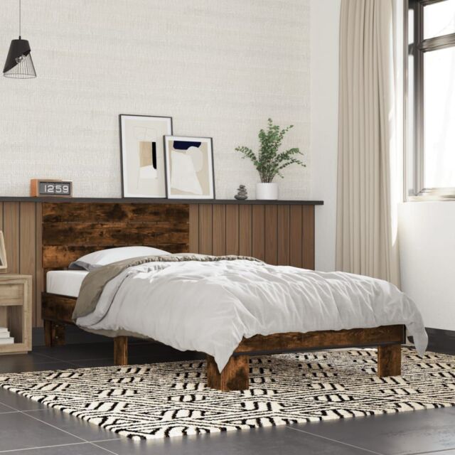 Berkfield Home Bed Frame without Mattress Smoked Oak 90x200 cm in Brown - image 1