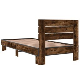 Berkfield Home Bed Frame without Mattress Smoked Oak 90x200 cm in Brown - thumbnail 6