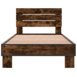 Berkfield Home Bed Frame without Mattress Smoked Oak 90x200 cm in Brown - thumbnail 4