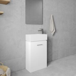 Balterley 1 Door Cloakroom Vanity Basin Unit Gloss White 480mm - thumbnail 4